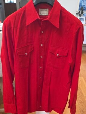Pendleton Women's Bright Red 100% Wool Snap Button LS Western Shirt (XL)